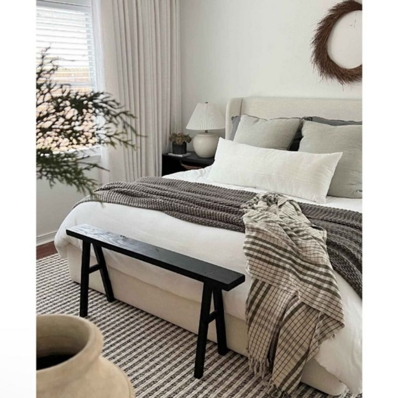 Hearth & Hearth Slub Center Stripe  Oversized Lumbar Oblong Bed Pillow - Picture 3 of 14